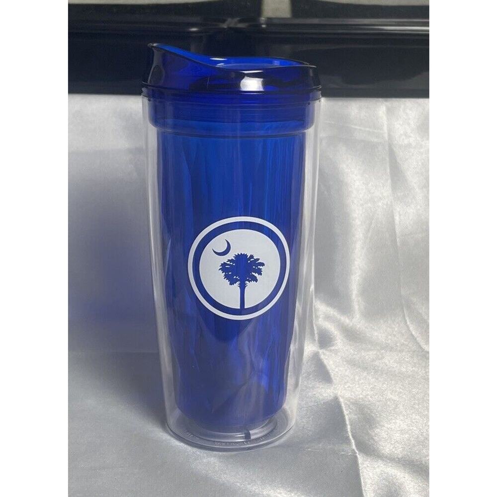 NEW Geo Palmetto Blue South Carolina Dual Purpose Swivel Lid Double Wall Tumbler